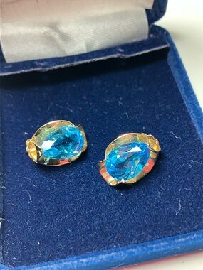 Blue Topaz Earrings 14k